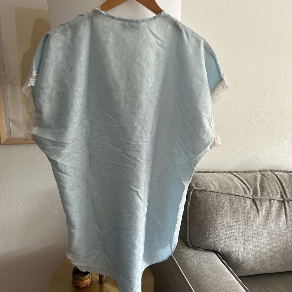 Vintage Blue Lace Jacquard Y2K Nightgown Size M/L - Picture 5 of 8